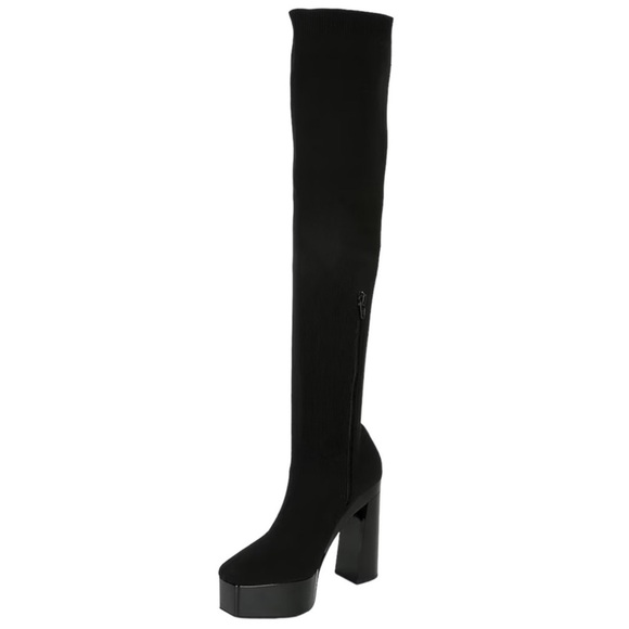 NEW Gianni Bini the Jarvis Stretch Knit Over-the-Knee Platform Black Boots NWT - Picture 4 of 10
